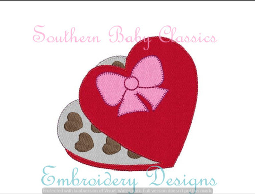 Box of Chocolates Blanket Stitch Applique Machine Embroidery Design Valentine's Day