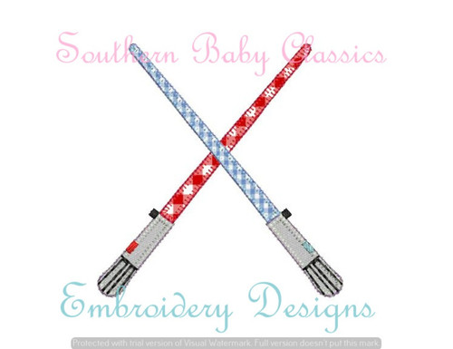 Laser Sword Swords Crossed Blanket Stitch Applique Space Wars Saber