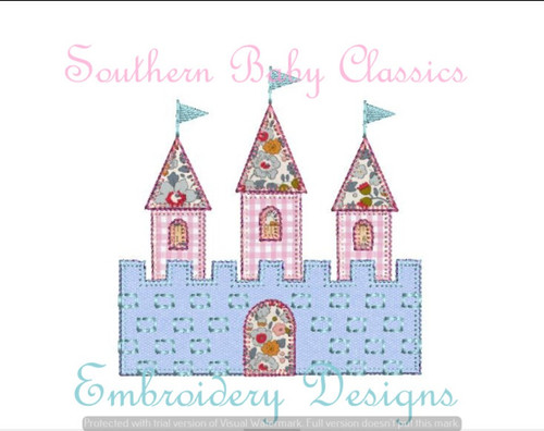 Princess Castle Blanket Stitch Applique Machine Embroidery Design