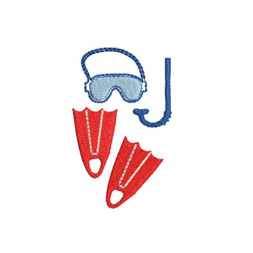 Scuba Mini Snorkel Mask Fins Mini Fill Machine Embroidery Design Summer