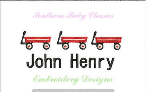 Little Red Wagon Trio Three Row Fill Machine Embroidery Design