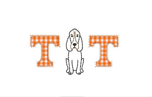 T Hound Blanket Stitch Zig Zag Applique Vintage Stitch Machine Embroidery Design Tennessee