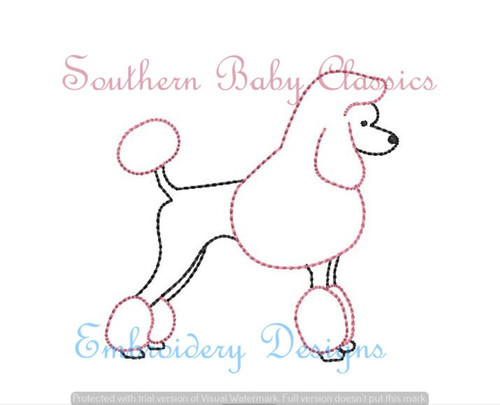 Poodle Dog Vintage Stitch Machine Embroidery Design Standard French France