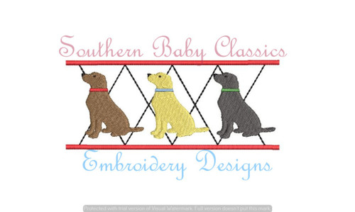Argyle Row Lab Labrador Dog Machine Embroidery Design