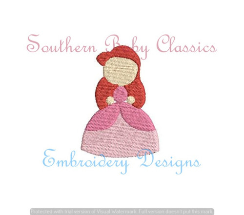 Mermaid Princess in Dress Mini Fill Machine Embroidery Design Character