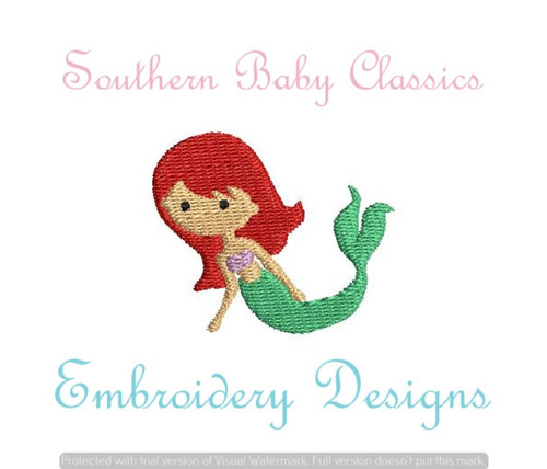 Girl Mermaid Mini Fill Machine Embroidery Design Summer Character Princess