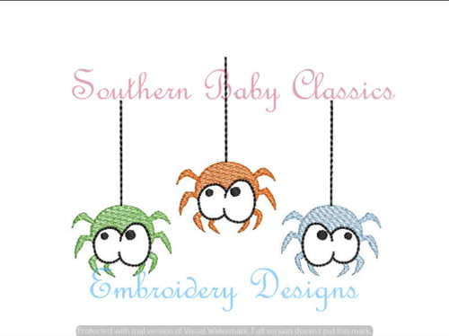 Spider Trio Three Cute Light Sketchy Fill Machine Embroidery Design Halloween Boy