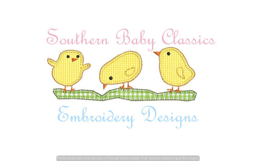 Chicken Babies Chick Trio Blanket Stitch Applique Machine Embroidery Spring Easter