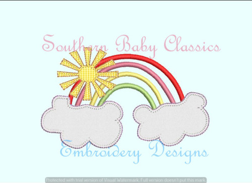 Rainbow Sun Clouds Blanket Stitch Applique Machine Embroidery Design