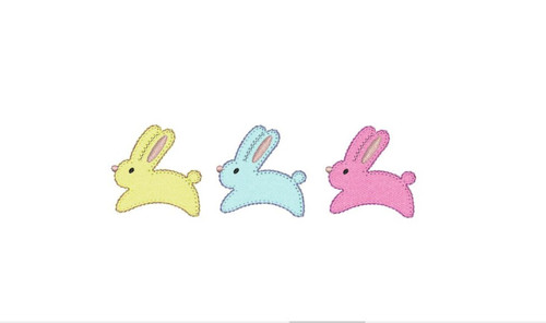 Hopping Bunnies Blanket Stitch Applique Machine Embroidery Design Spring/Easter