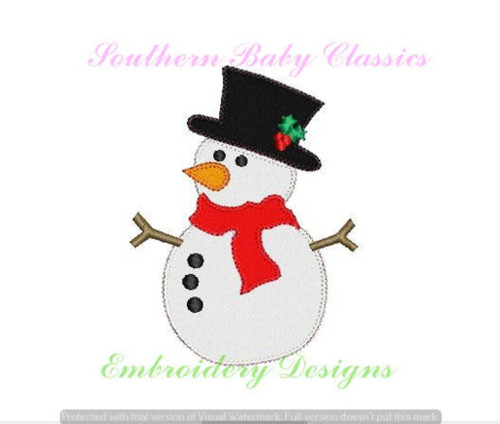 Snowman Blanket Stitch Applique Machine Embroidery Winter/Christmas