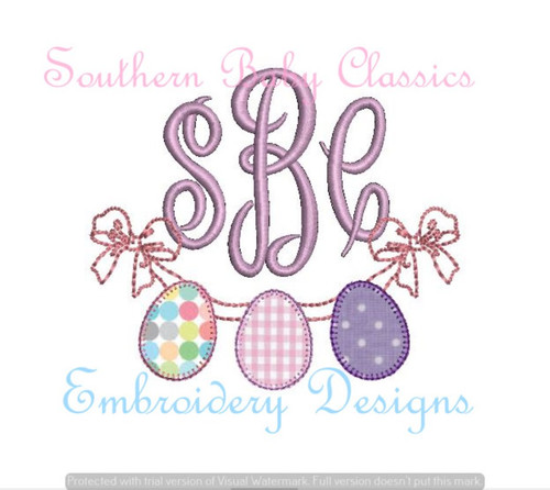 Egg Blanket Stitch Applique Monogram Swag  Machine Embroidery Spring/Easter