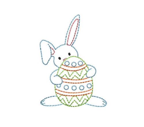 Boy Bunny with Egg Vintage Stitch Machine Embroidery Spring/Easter