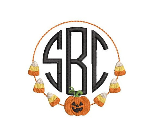 Candy Corn Jack o Lantern Pumpkin Monogram Frame Machine Embroidery Design Halloween