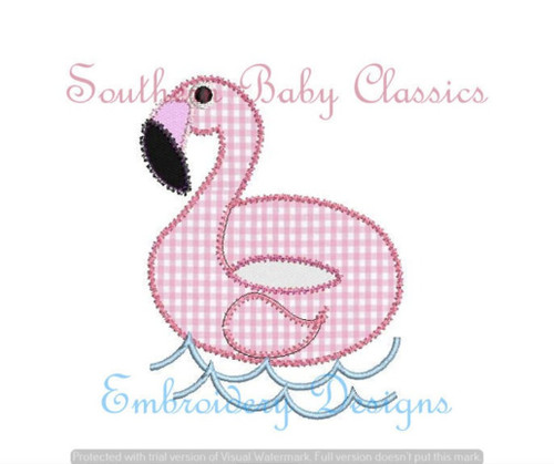 Flamingo zigzag applique machine embroidery design file