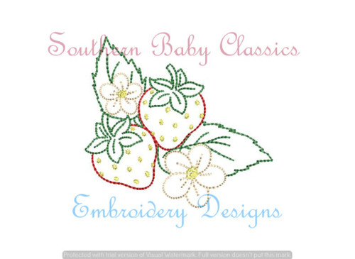 Strawberry Plant Strawberries Flower Vintage Stitch Machine Embroidery Design