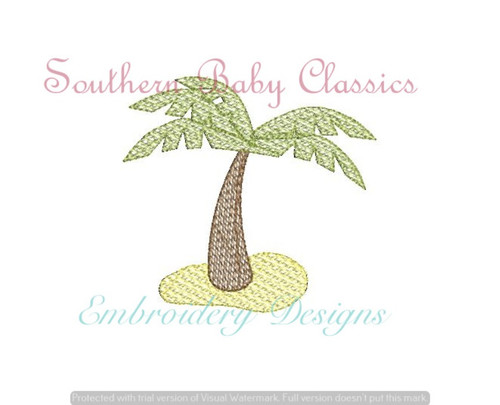 Palm Tree Sketchy Fill Machine Embroidery Design Beach Vacation Summer