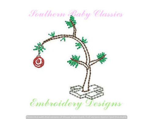 Scruffy Tree Vintage Stitch Machine Embroidery Christmas