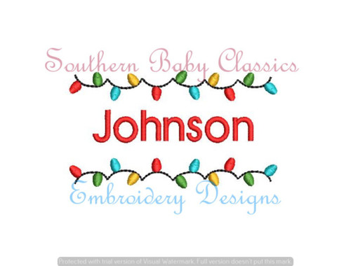 Christmas Light Name Frame Fill Machine Embroidery