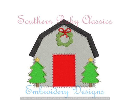 Christmas Barn Blanket Stitch Applique Machine Embroidery Fill