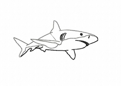 Shark Swimming Vintage Stitch Machine Embroidery Design