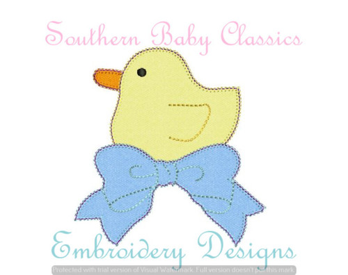 Duck Bow Blanket Stitch Applique Machine Embroidery Animal