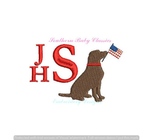 Lab Dog Mini Fill American Flag Patriotic Labrador Machine Embroidery Design