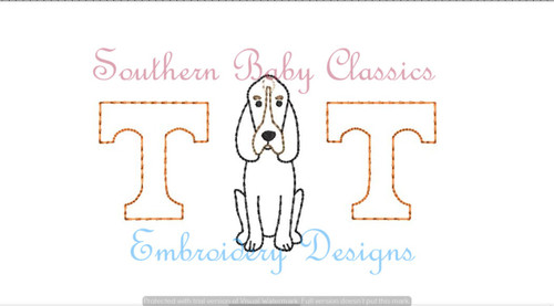 Hound Dog T Vintage Stitch Machine Embroidery Design Mascot