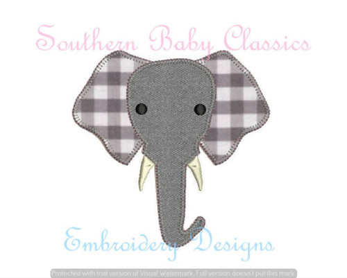 Elephant Head Blanket Stitch Applique Machine Embroidery Design