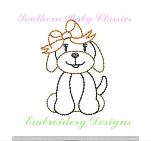 Hound Dog Girl Bow Vintage Stitch Machine Embroidery Design Tennessee