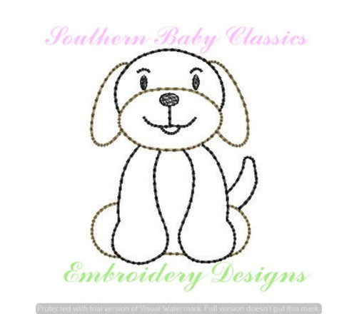 Dog Cute Boy Vintage Stitch Machine Embroidery Design