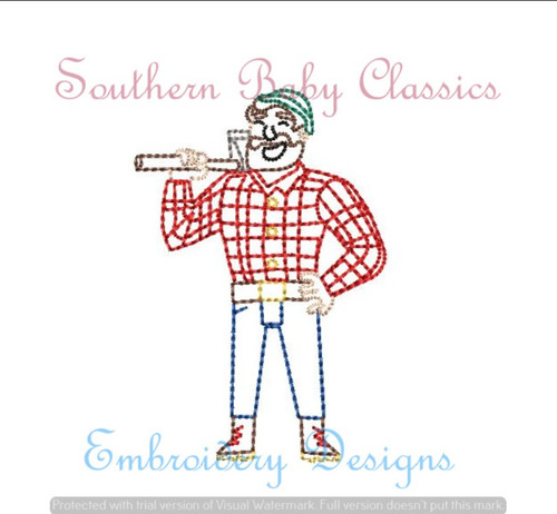 Lumber Jack Vintage Stitch Machine Embroidery Design Paul Bunyon