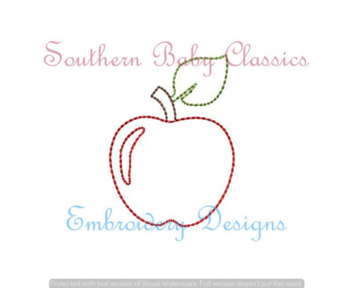 Apple Vintage Stitch Machine Embroidery Design Back to School