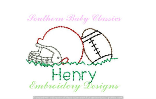 Helmet Football Vintage Stitch Machine Embroidery Design