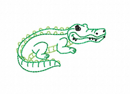 Alligator Gator Crocodile Vintage Stitch Machine Embroidery Design
