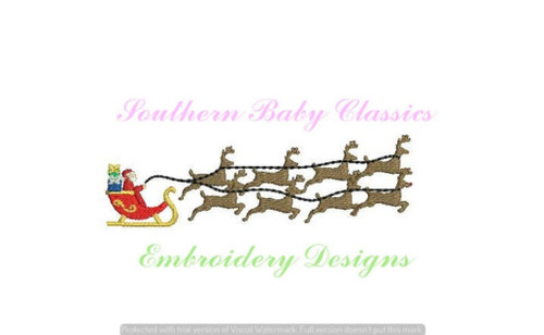 Santa Clause Sled Reindeer Fill Machine Embroidery Design Christmas