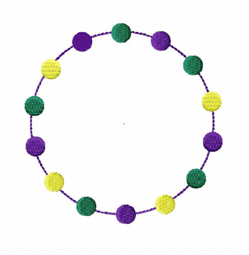 Mardi Gras Party Beads Circle Monogram Frame Machine Embroidery Design