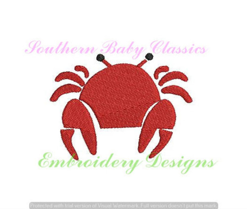 Crab Mini Fill Machine Embroidery Design Cute Summer Boy