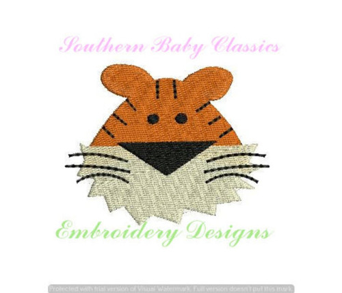 Tiger Head Mini Fill Design Machine Embroidery Mascot Zoo Animal