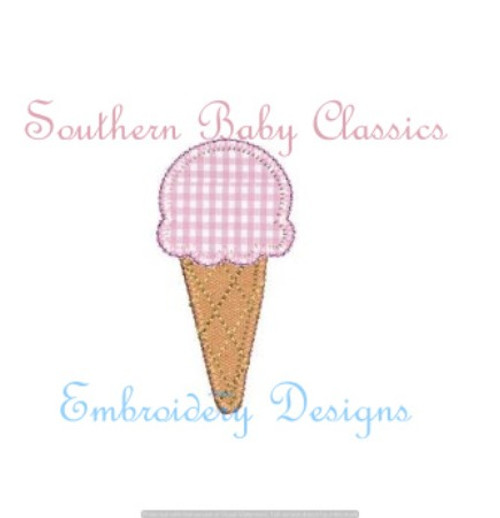 Single Ice Cream Cone Blanket Stitch Applique Machine Embroidery Design