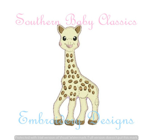 Teething Toy French Giraffe Blanket Stitch Applique Machine Embroidery Design