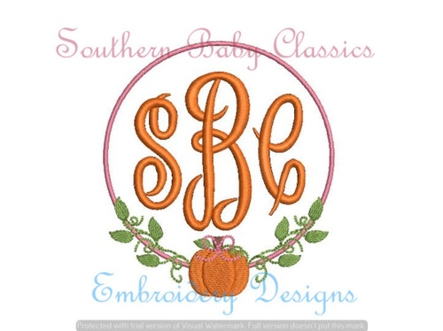 Pumpkin Bow Frame Fill Monogram Frame Machine Embroidery Autumn/Halloween