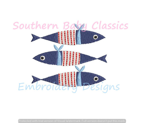 Sailor Fish Trio Fill Machine Embroidery Summer