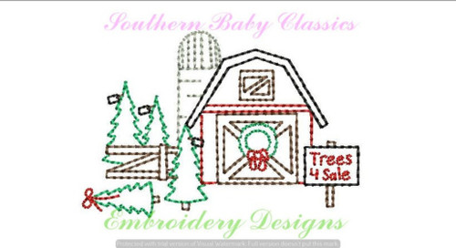 Christmas Tree Farm Vintage Stitch Machine Embroidery