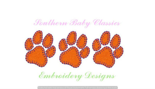 Tiger Paw Row Blanket Stitch Applique Machine Embroidery Design