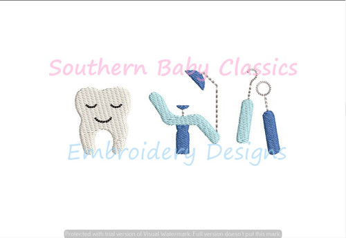 Dentist Row Boy Fill Machine Embroidery Design Hygienist Tooth Fairy First Trip
