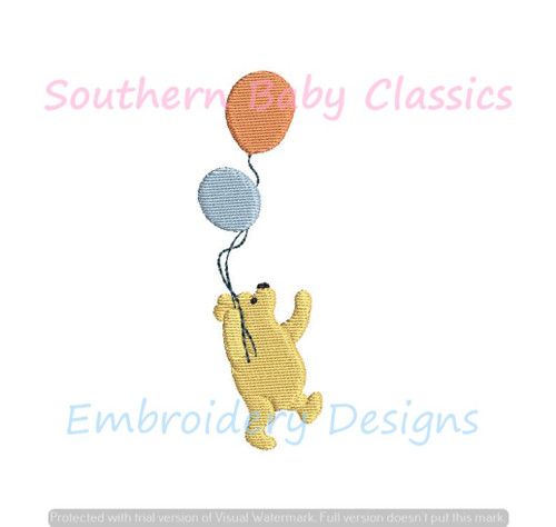 Bear with Balloons Mini Fill Machine Embroidery Design Birthday
