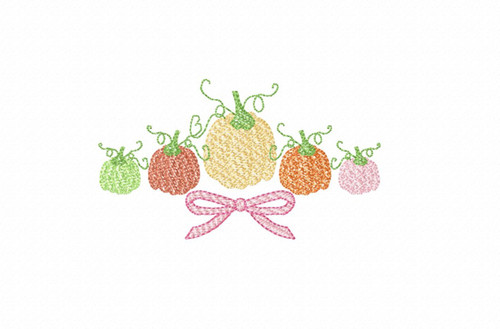 Pumpkin Harvest Bow Girl Machine Embroidery Design Fall Autumn Pumpkins Ribbons Bow Swag