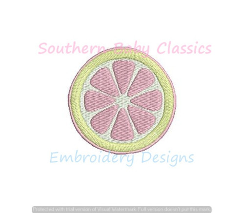 Lemon Slice Mini Machine Embroidery Design Summer Pink Lemonade Instant Download