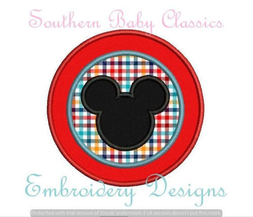 Boy Mouse Circle Design Applique Frame File for Embroidery Machine Monogram Instant Download